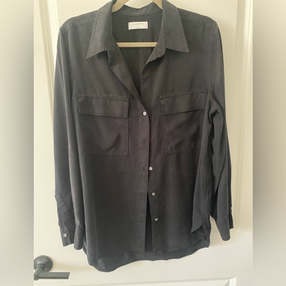 Babaton Black Button-Down Utility Shirt